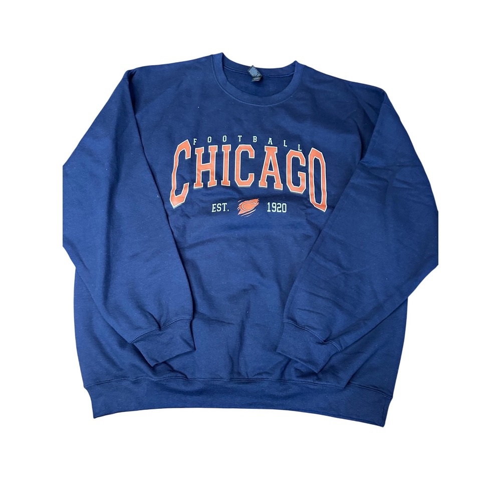 Gildan Chicago Football Sweatshirt Mens XXL Navy Blue Est 1920 Heavy Blend Crew‎